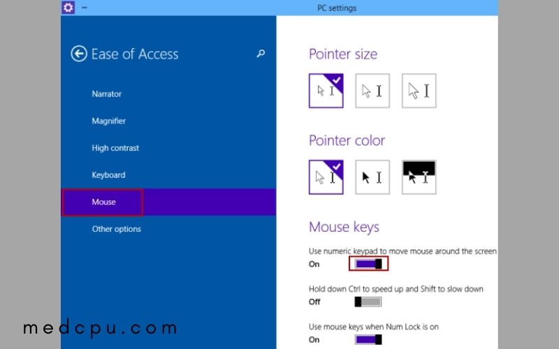 Use Mouse Keys In Windows 10