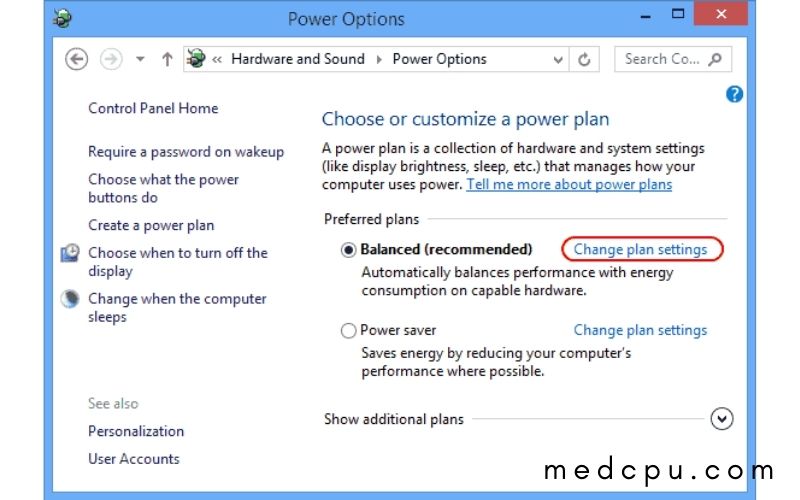 Change additional power settings when the computer goes to  sleep 