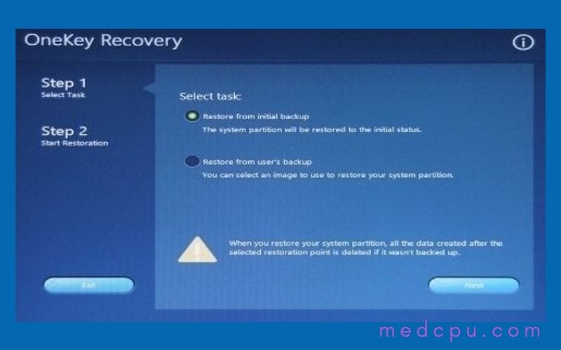 what is onekey recovery windows 10