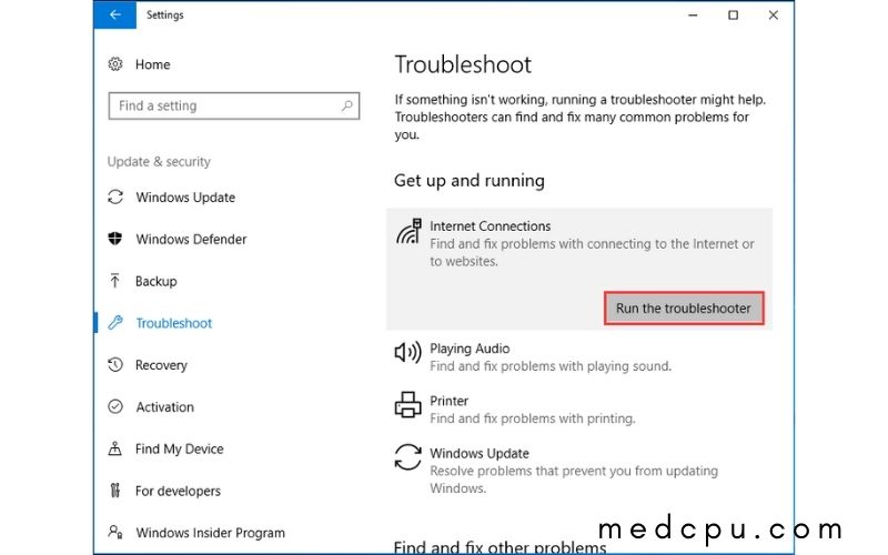 Run Network Troubleshooter