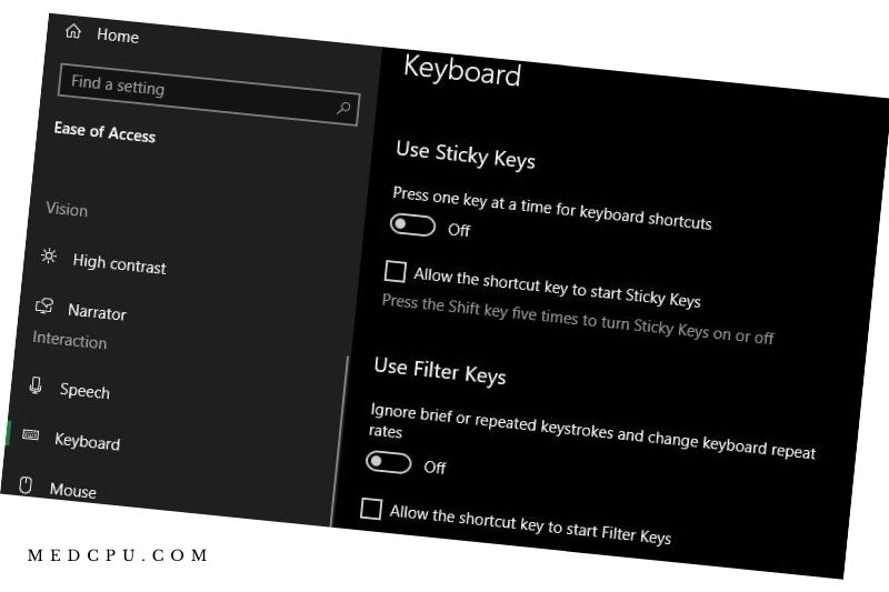 Turn Off Accessibility Key Combinations