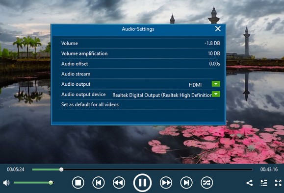 Change the volume and other audio-related options
